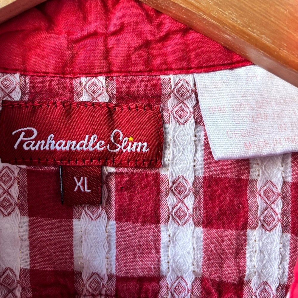 Panhandle Slim Woman’s XL Red Plaid Vintage Western Snap Button Up Shirt - Picture 6 of 6